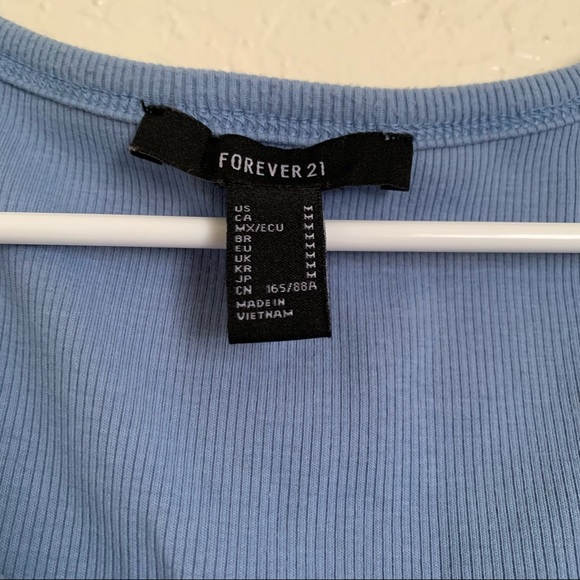 Blue Ribbed Crop Top - Picture 3 of 3